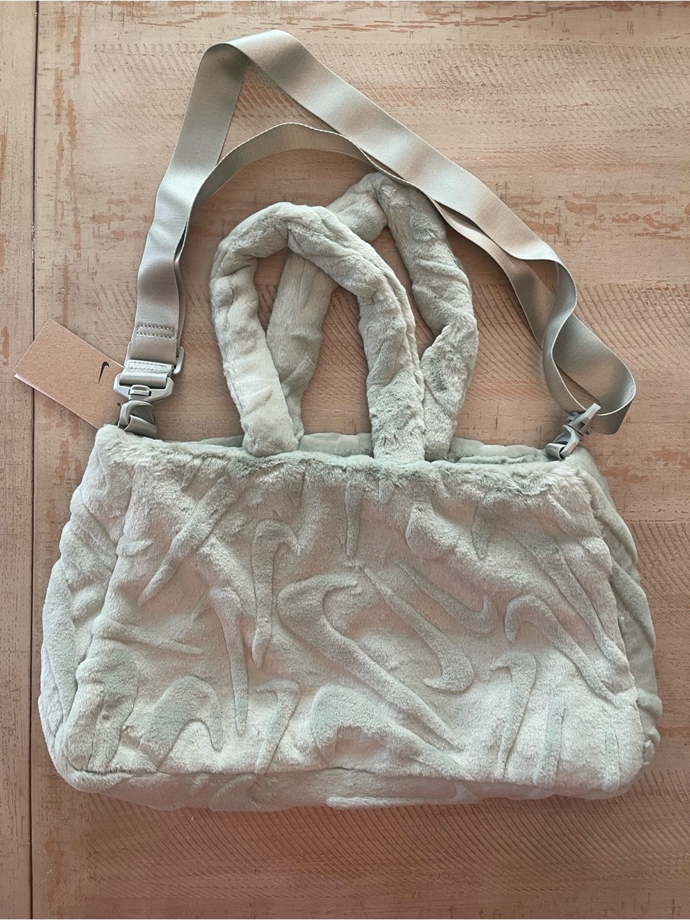 Nike Faux Fur Tote Bag- Jade colorway 10l